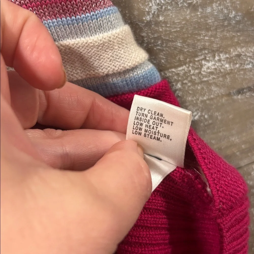 St John Wool magenta pink with stripes sweater vest size Medium